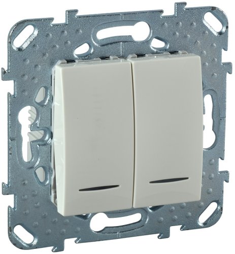 Выключатель с подсветкой без рамки Schneider Electric Unica 2-кл. бежевый  картинка